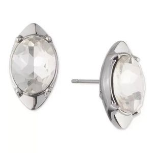 Sold! GIVENCHY Silver-Tone Oval Crystal Button Earrings Designer Jewelry